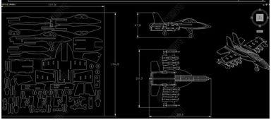 激光切割工艺品CAD图纸3D拼装图飞机设计平面图下载